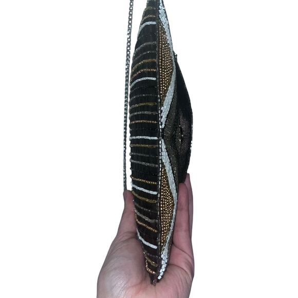 NWT B.Bag beaded crossbody purse with silver chain strap - Picture 6 of 8